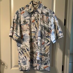 Campia Moda Tropical Print Men's Short Sleeve Button Down Shirt, Sz M